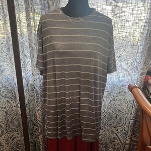 Sonoma Gray and White Striped Short Sleeve Tee